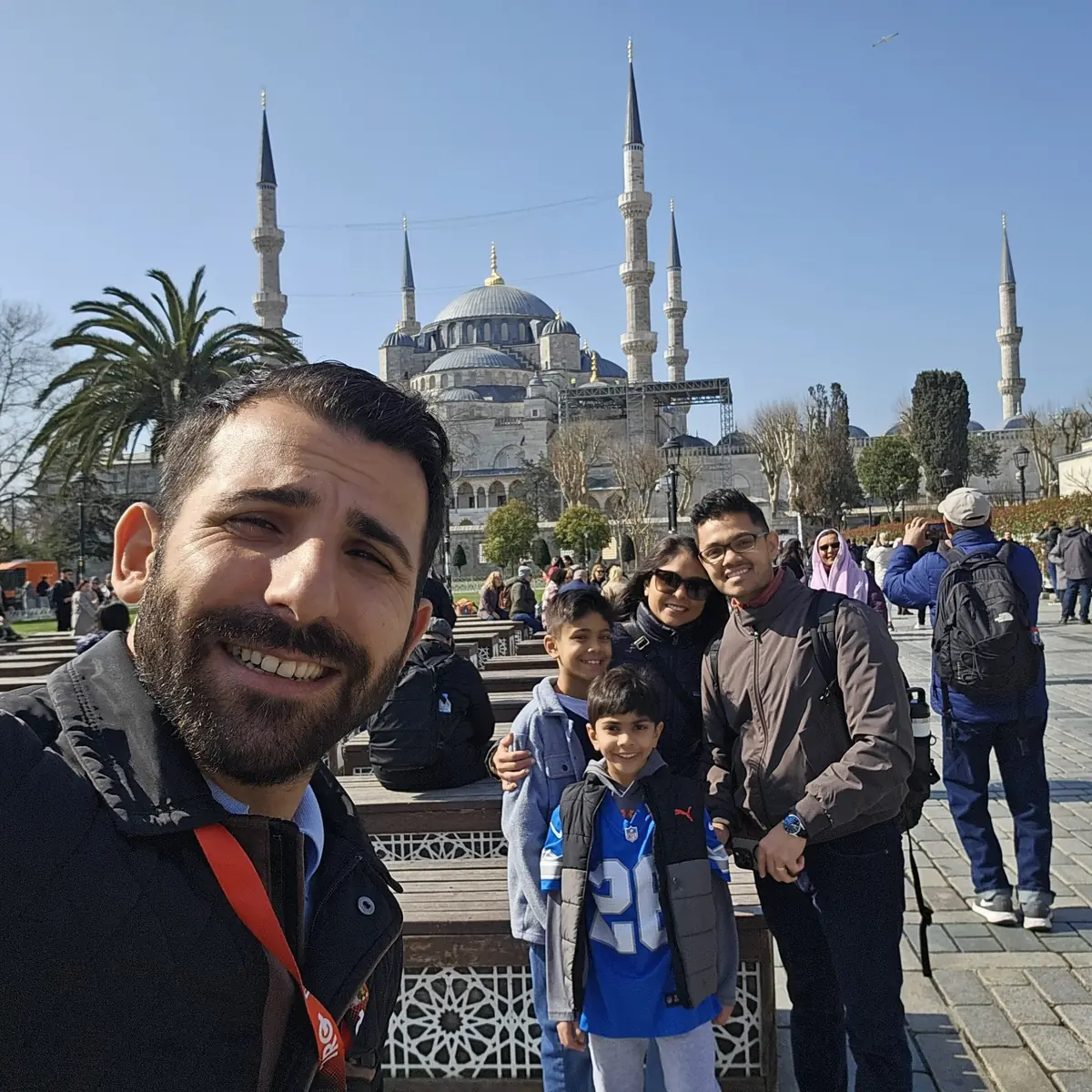 Private Istanbul guide with guests overlooking the Bosphorus